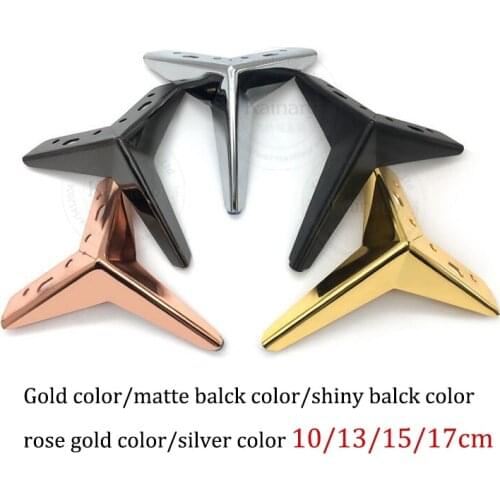 4pcs rhombic rose gold cabinet legs, gold color triangle metal furniture hardware, black bed foot accessories
