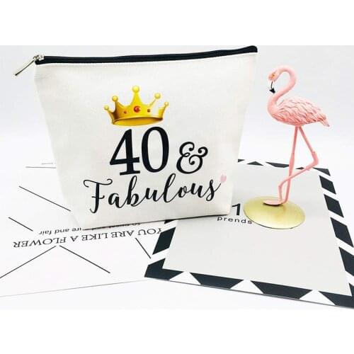 40 & Fabulous canvas Makeup Cosmetic travel bag sash Women 40th 40 years old Birthday Party Anniversary Gift Decoration supplies