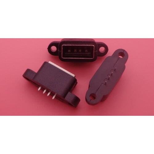 5PCS/lot Waterproof USB 2.0 charging data tail plug-in USB built-in interface Port Connector Plug Jack Socket