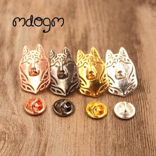 Mdogm Husky Dog Animal Brooches And Pins Suit Cute Funny Metal Small Father Collar Badges Fashion Gift For Male Men B008