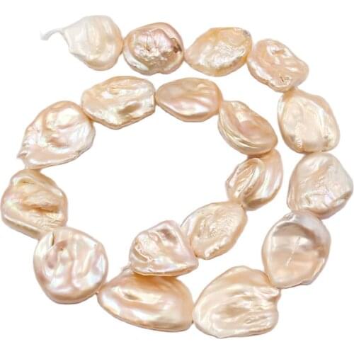 APDGG 1 Strand 17x20-20x27mm Natural Pink Keshi Pearl Strands Loose Beads For Necklace Bracelet Earrings Jewelry Handmade DIY