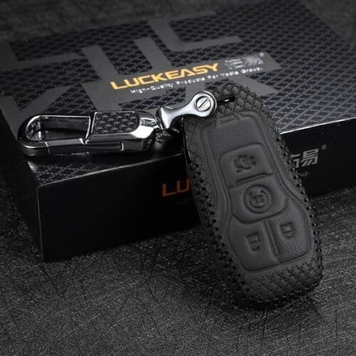Luckeasy for ford F150 2016 mustang 2015 2017 lincoln MKC MKZ 2016 2014 MKX 2015 leather car key case key3