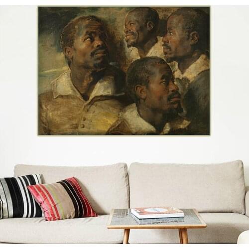 Citon Peter Paul Rubens《Four Studies of a Head of a Moor,1616》Canvas Art Oil Painting Picture Decor Home Interior Decoration