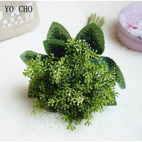YO CHO Artificial Babys Breath Bridal Bouquet Flower Babys Breath Flowers Rice Spike Grass Wedding Bouquet Home Wedding Decor