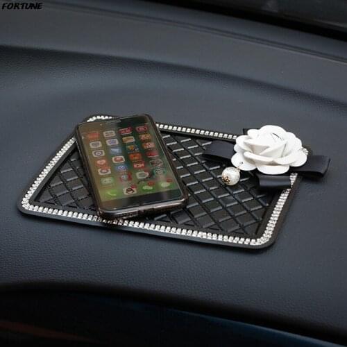 Camellia Style Car Phone Mat Anti-slip Storage Pads Car Dashboard Sticky Silicone Mat For Mobile Phone Key Holder Car Styling