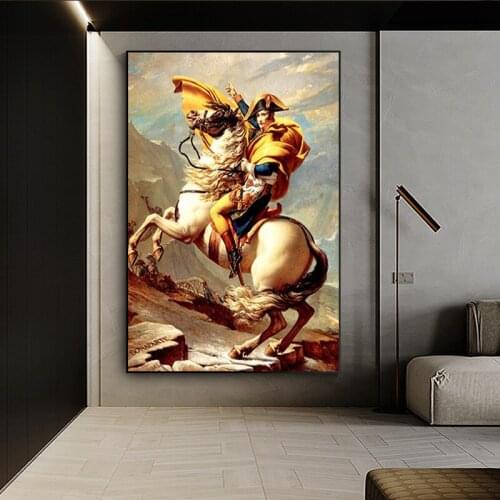 Napoleon Crossing The Alps Art Oil Painting Portrait Poster Painting Canvas Print Wall Painting Living Room Home Decor Frameless