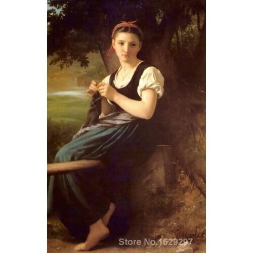 Paintings for living room wall The Knitting Girl William Adolphe Bouguereau High quality Hand painted