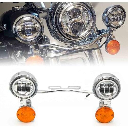 A Set LED Passing Fog Light Turn Signal Light Bar Motorcycle Kit for Har-ley Yamaha Honda VTX 1300 C R S RETRO Cruiser