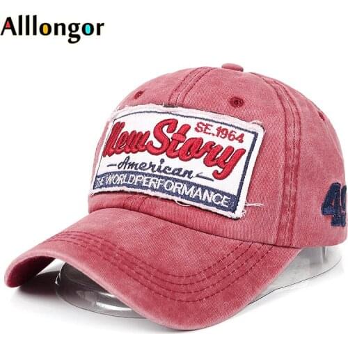 Summer 2020 Washed cotton Snapback Baseball Cap Men Embroider 1964 Letter Print American Flag Hat Hip Hop dad Casquette homme