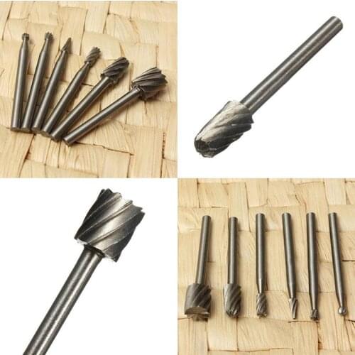 6pcs/set HSS Rotary Burrs Files Milling Cutter Router Bits Set Multifunctional Tool