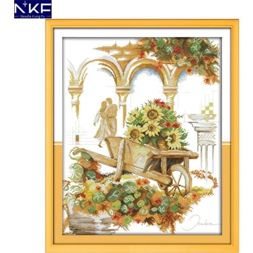 NKF Holiday Is Coming Stamped Cross Stitch Pattern DIY Kit Needlework Embroidery Sets Chinese Cross Stitch for Home Decoration