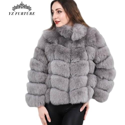 New Fashion Real Fox Fur Coats Women Winter Stand Collar Natural Fox Fur Jacket Outwear Luxury Thick Warm Coat