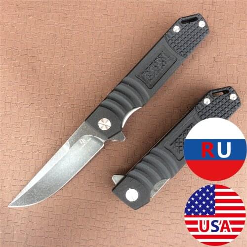 7.9 Inch 60-61HRC Cutting Knife D2 Folding Knife G10 Folding Hunting Knife Survival Camping Outdoor Tool Black, Brown