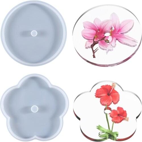 Creative rotating axis flower round coaster table jewelry silicone mold storage Plate UV epoxy resin Art Supplies Accessory
