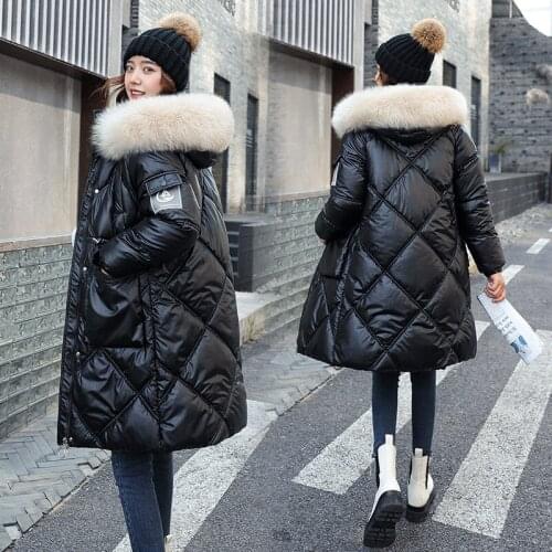 Winter coat parka womens winter waist is thin and warm, medium and long fashionable aging jacket