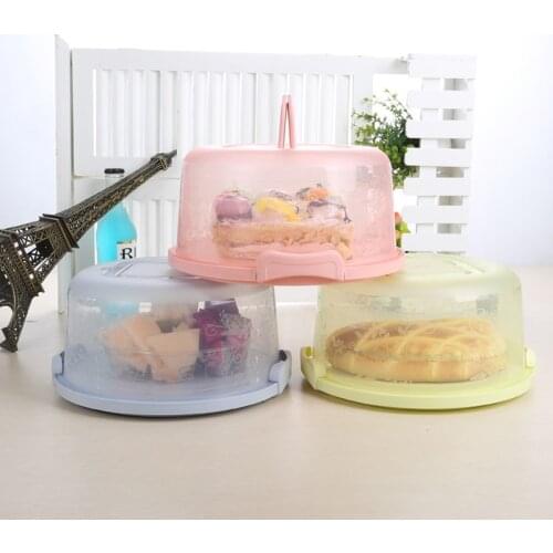 Plastic Clear Cake Box Round Pastry Storage Gift Box Carrier Handle Fridge Food Fruit Dessert Container Cover Case Cake Shop