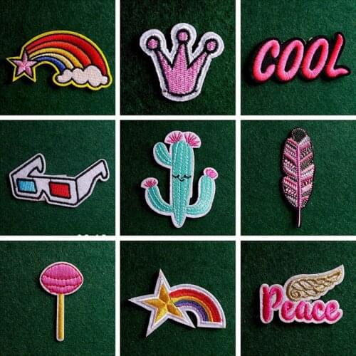 2Pcs/Lot Gay Rainbow Patch Embroidered Patches For Clothing Cartoon Letter Stripes Patch Iron On Patches On Clothes Diy Stickers