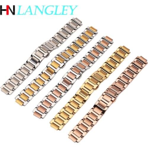 316L Solid Stainless Steel Straps Watch Band for Blue Balloon Replacment Band 14-8mm 17-11mm 20-12.5mm Size For Cartier Watch