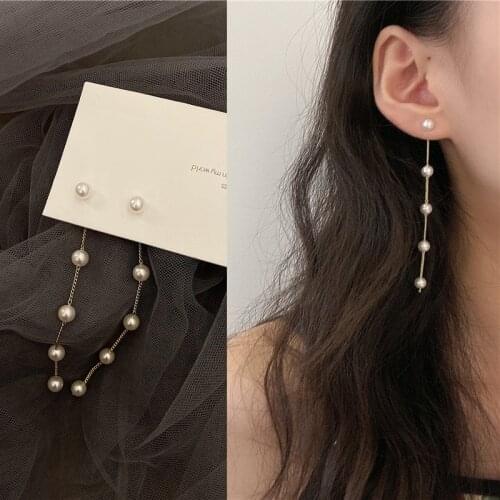 Earrings for Women Long Pearl Tassel Earrings Simple Fashion Elegant Earrings Jewelry Wholesale
