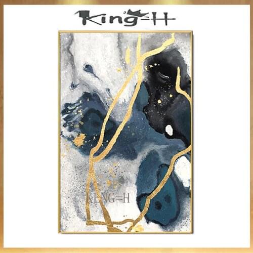 Cuadros Modern abstract gold line Handmade canvas oil painting on the wall art picture poster for living room bedroom no framed