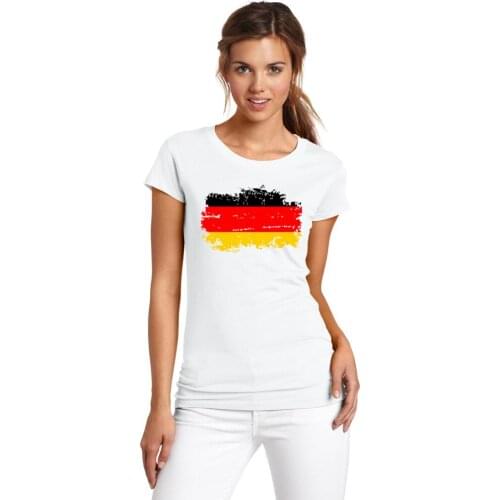 BLWHSA Top Tee Shirt European Germany Women Fans Cheer Tshirt Germany Nostalgic Flag Design White Color Female T-shirt