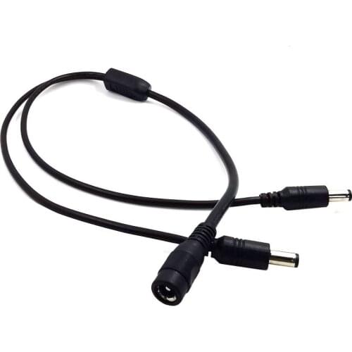 70cm 1 To 2 Splitter DC Power Cable, 5.5*2.5mm Male To Female Y Type Adapter Extension Cable For CCTV Camera LED Strip Light