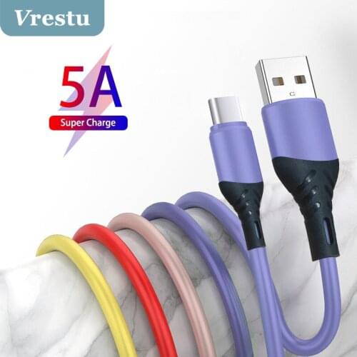 5A Superfast Charge USB Cabo Liquid Silicone Cable Micro Type C Fast Charging Data Kabel for Huawei P40 30 Pro Mate 30 Xiaomi 10