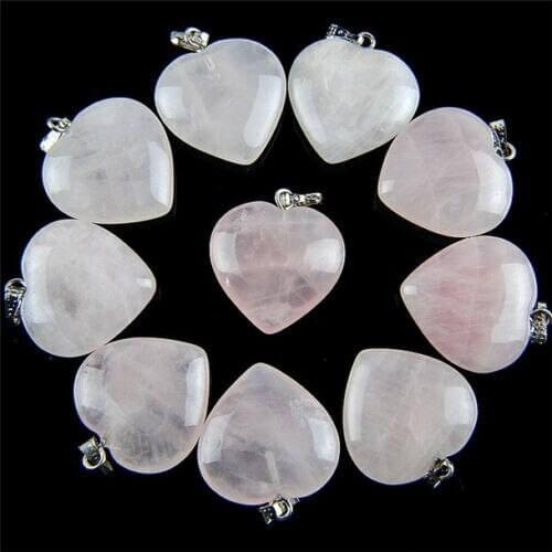 Yingwu 30Pcs Natural Heart Shaped Stone Rose Quartz Striped Agate Crystal Carved Palm Love Healing Gemstones