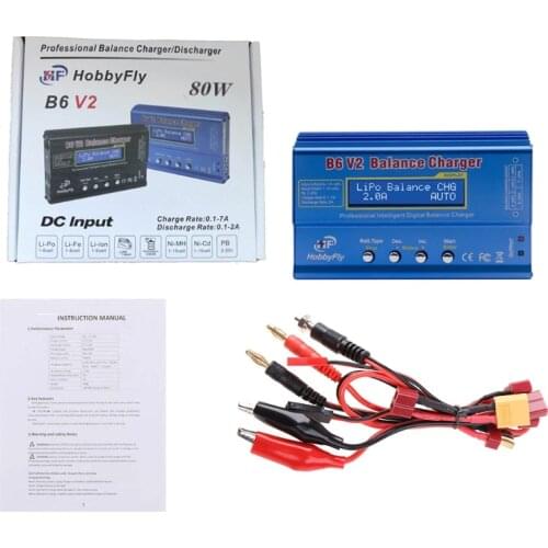 B6V2 Battery Charger Lipo NiMh Li-ion Ni-Cd Digital RC Balance Charger Lipro Charger Discharger Blue/Black