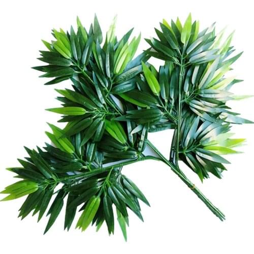 Green Artificial Bamboo Leaves Silk Cloth Artificial Plants for Wedding Decoration Home Office Decorative Leaves