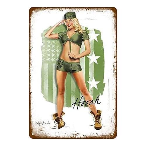 Lady Luck Pin Up Girl Vintage Style Metal Sign Iron Painting for Indoor & Outdoor Home Bar Coffee Kitchen Wall Decor 8 X 12 Inch