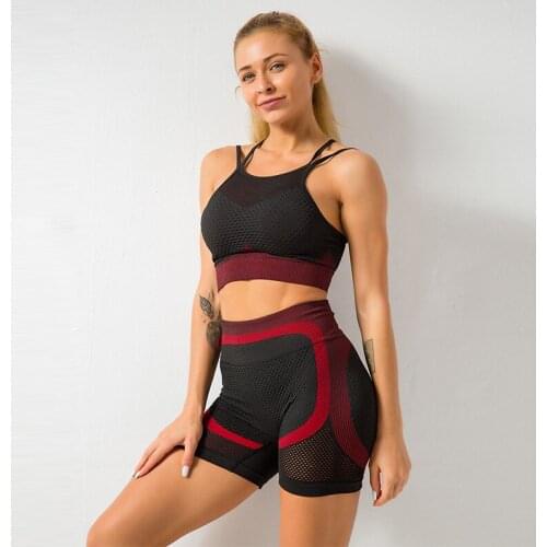 2 Pcs Women Yoga Sport Suit Gym Set Sexy Bra Seamless Shorts Workout Running Clothing Gym Wear Athletic