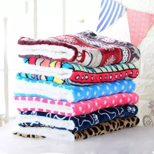 Winter Warm Pet Dog Soft Cushion Large Print Flannel Cotton Mattress Cat Pet Mat Bed Pad Rug Cartoon Printed Cat And Dog Pad