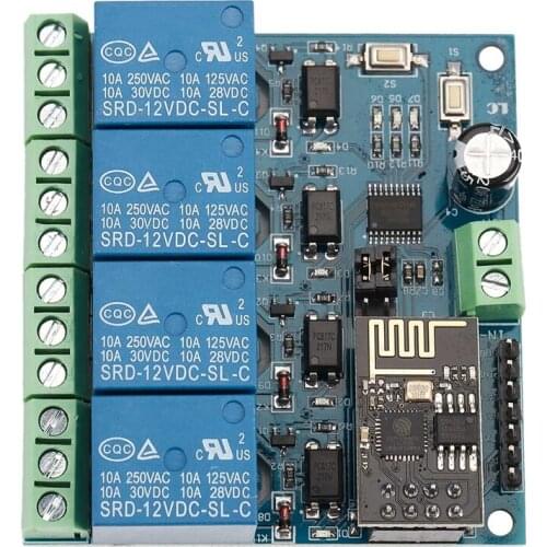 12V ESP8266 Four Ways WiFi Relay IOT Smart Home Cepphone APP Remote Control Switch