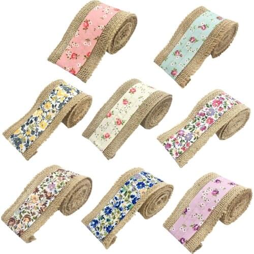 2 Meters Fabric Burlap Ribbon Lace Roll Handmade Linen Trim Decor for Scrap Booking Christmas Wedding Favor DIY Party Decoration