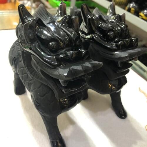 2pcs hot sales, natural obsidian carving master, hand-carved unicorn decoration of the most beautiful items