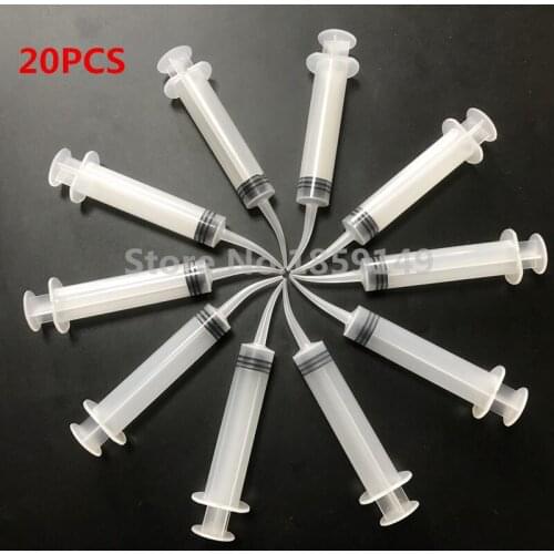 20PCS Disposable Transparent Dental Irrigation Syringe With Curved Tip 12ML Dental Care