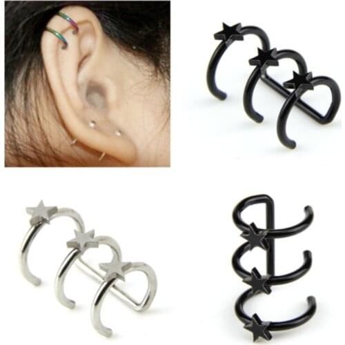 2018 New Fashion Stainless Steel Star Fake Nose Rings Studs Septum Non Piercing Pentagram Nose Stud Hoop Ear Clip Body Jewelry