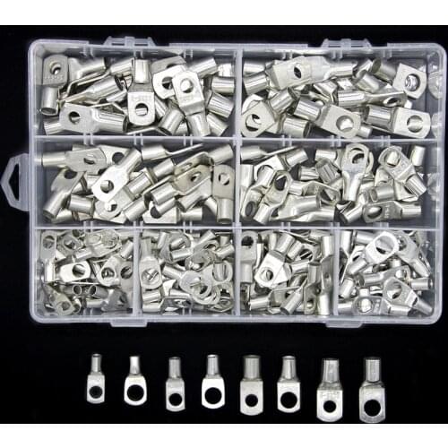 240PCS Assortment Copper Tube Wire Ring Crimp Terminals Lug Battery Welding Bare Electrical Wire Connectors Kit