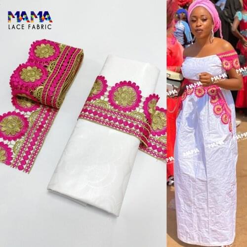 5+5 Yards African Lace Fabric 2021 High Quality Lace Ribbon Bilateral Handicrafts And Basin Riche Senegal Bride Dresses