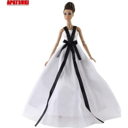 White Lace Dress for Barbie Doll Clothes for 1/6 BJD Dolls Off Shoulder Party Gwon Wedding Dresses Clothes for 1:6 Doll Kids Toy