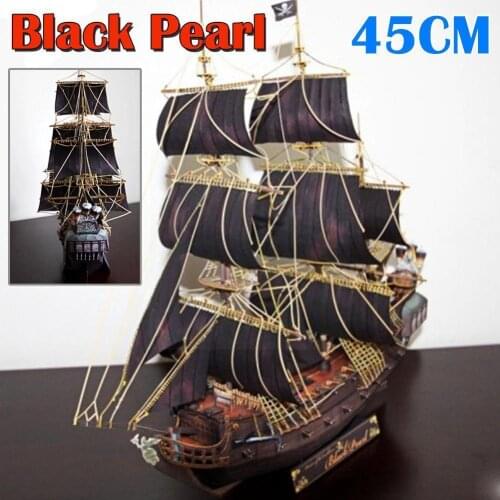 Paper Model DIY ship Pirates of the Caribbean Black sailboat ancient Ship warship Pearl Pepercraft Gifts Funs Sailing G0T0