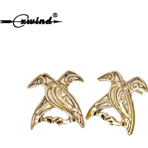 Cxwind Fashion Charm Raven Bird Earring Metal Vintage Viking Amulet Bird Stud Earrings For Women Gift Party Bijoux Wholesale