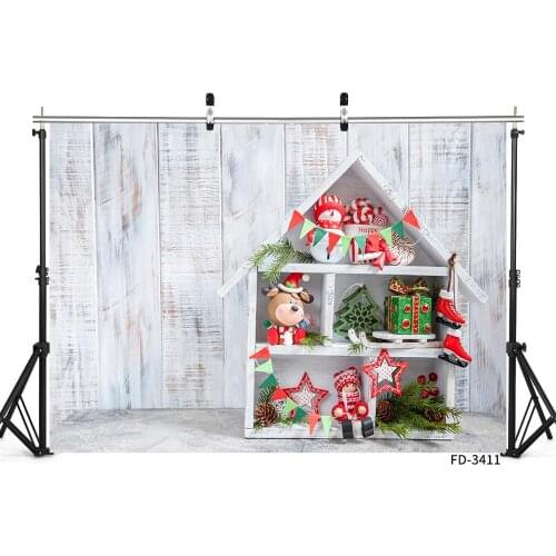 Christmas Wood House Board Floor Birthday Backdrop Decor Baby Shower Newborn Photography Background Photocall Photo Studio Props
