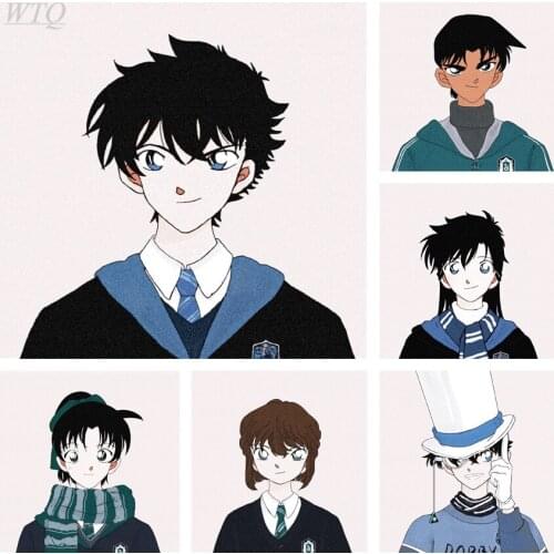 Detective Conan Anime Posters Wall Poster Anime Kudo Shinichi /Xiaolan Canvas Painting Wall Art Photos for Childrens Room Decor