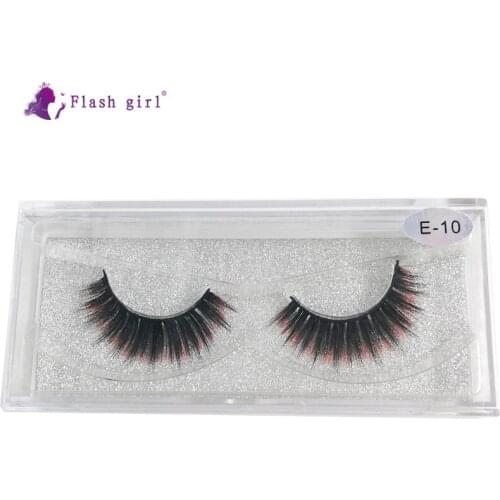 Flash Girl 1 Pair Colorful False Eyelashes E-10 Natural Long Makeup Fake Eyelash Cruelty Free Mink Lashes For Beauty