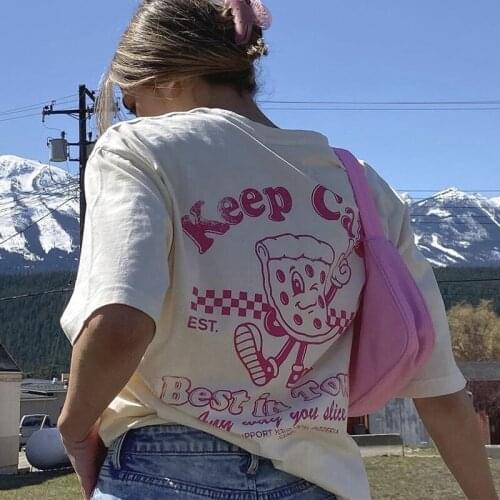 2021 Summer Streetwear Oversized Cartoon Fashion Letter Printed Graphic T Shirts Cotton Fashion Tops Y2k Aesthetic Harajuku Tee