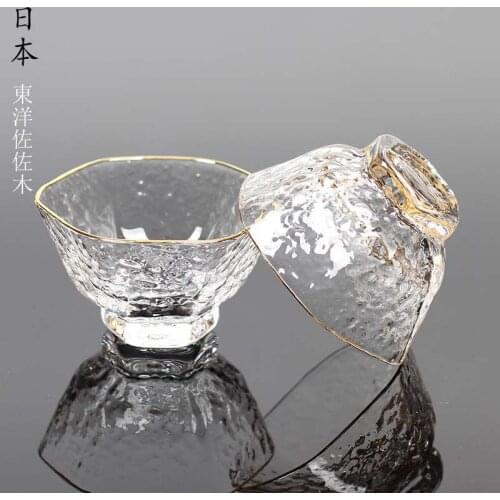 Six cup Japanese style hammer head crystal glass tea cup heat resistant transparent kungfu tea factory direct sales