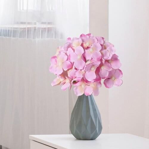Artificial Fake Bouquet Simulation Rose Flower Hydrangea Home Bright Colors 10 Branches Silk Wedding Red Party Decorations