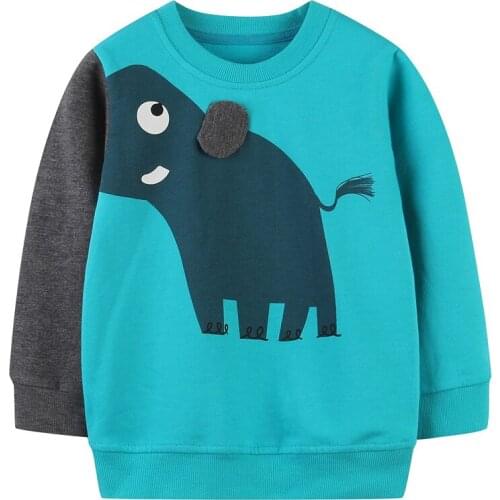 Jumping Meters New Arrival Elephant Baby Sweatshirts for Autumn Winter Sport Shirts Cotton Cute Children Sweatshirts Girls Tops